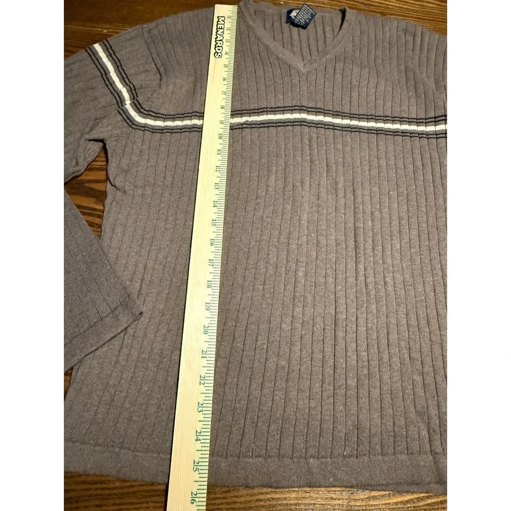 Vintage Dockers Mens XL Sweater Brown Ribbed V Neck Long Sleeve classic Cotton‎